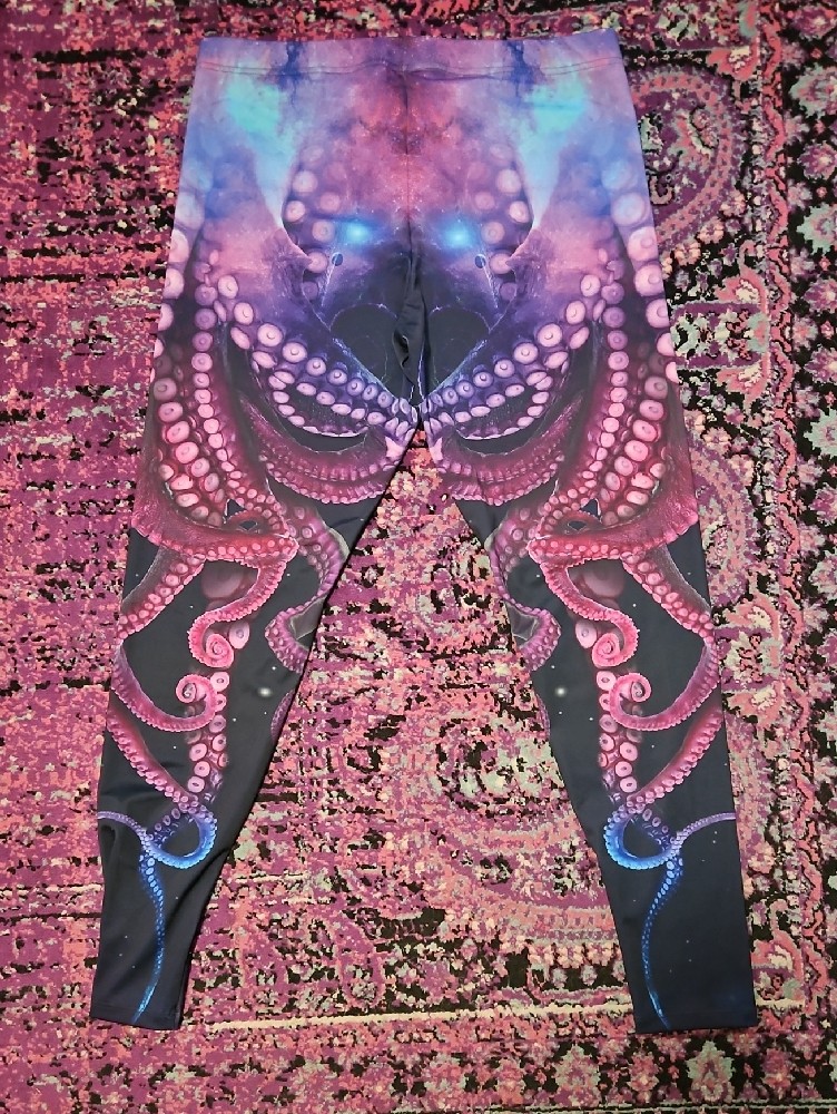 Octopus-Print Women's Performance Leggings - Purple/Black — image 3 of 3
